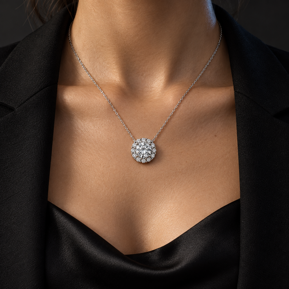 The Flower Halo Moissanite Necklace