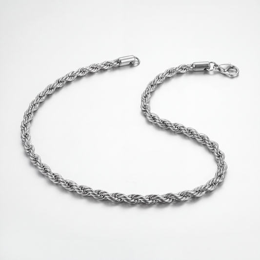 The Rope Chain by JUSMIR, stainless steel rope chain necklace, studio product photo