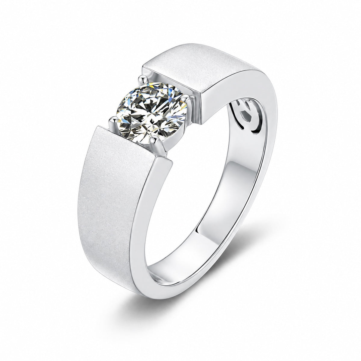 The Men's Moissanite Ring in sterling silver, product photo
