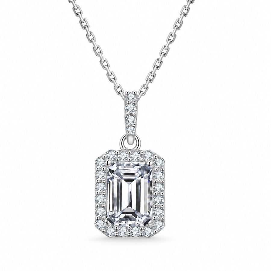 The Emerald Halo Moissanite Necklace, product photo