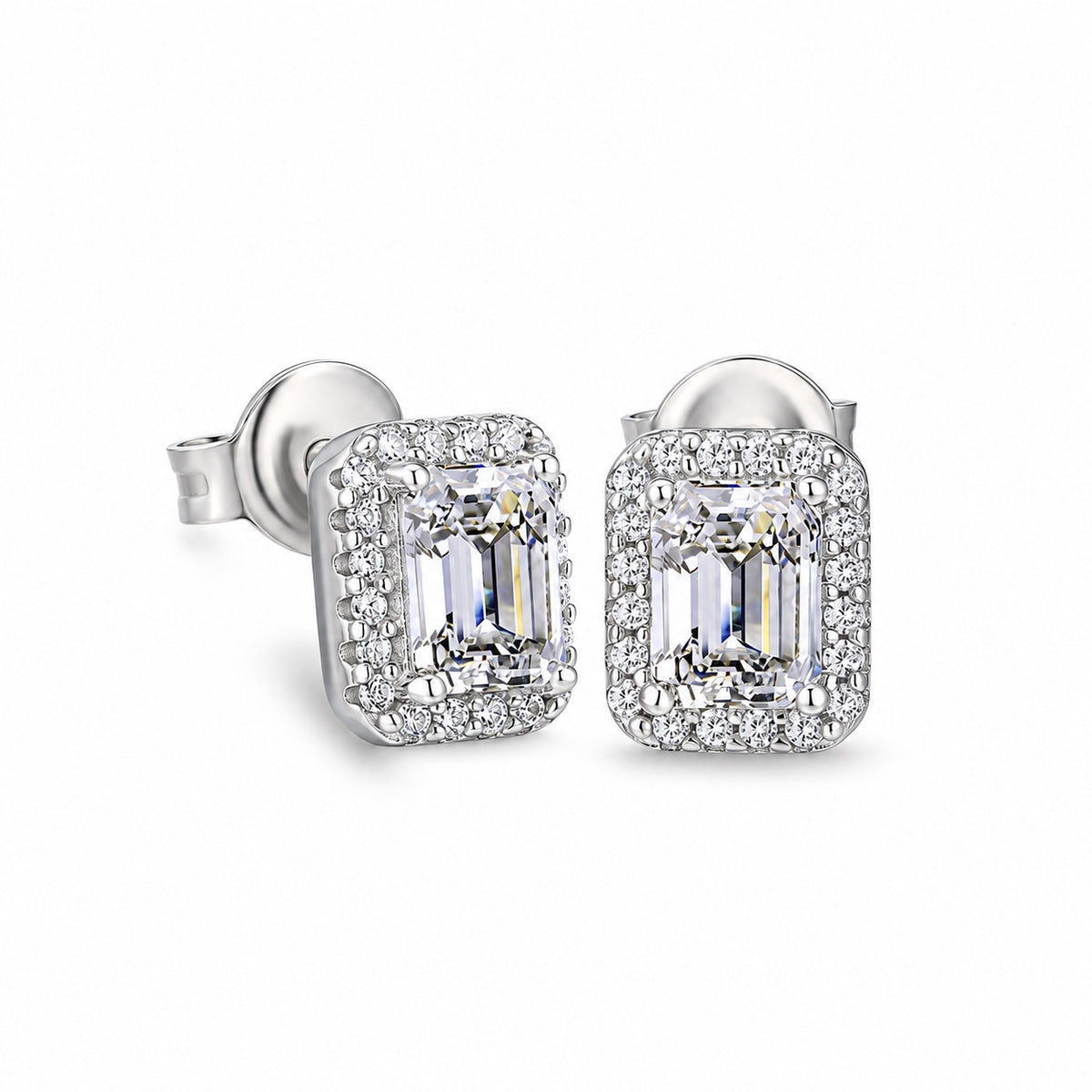 The Emerald Halo Moissanite Studs, product photo