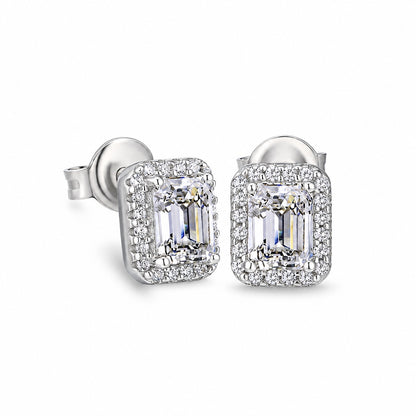 The Emerald Halo Moissanite Studs, product photo