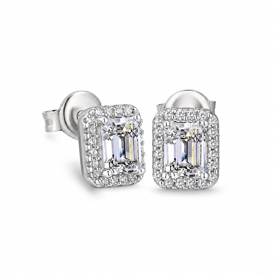 The Emerald Halo Moissanite Studs, product photo