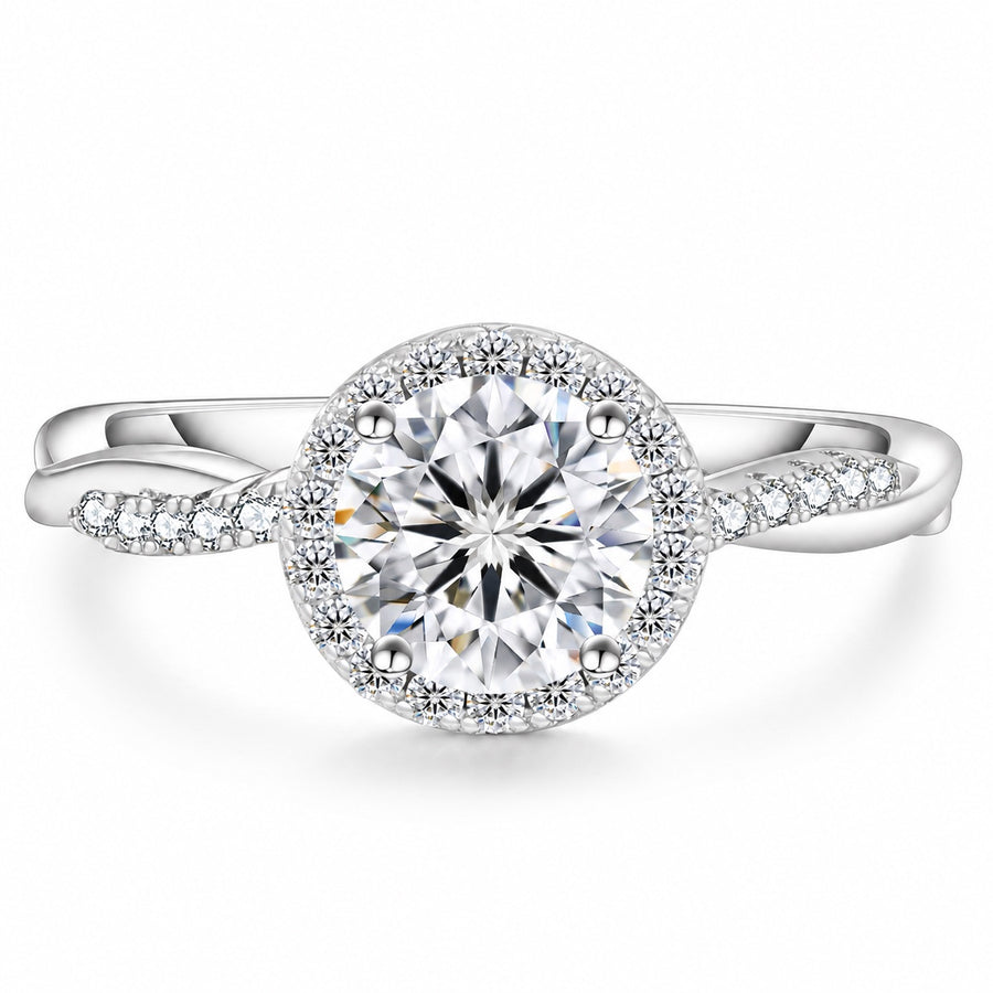 The Halo Moissanite Engagement Ring, product photo