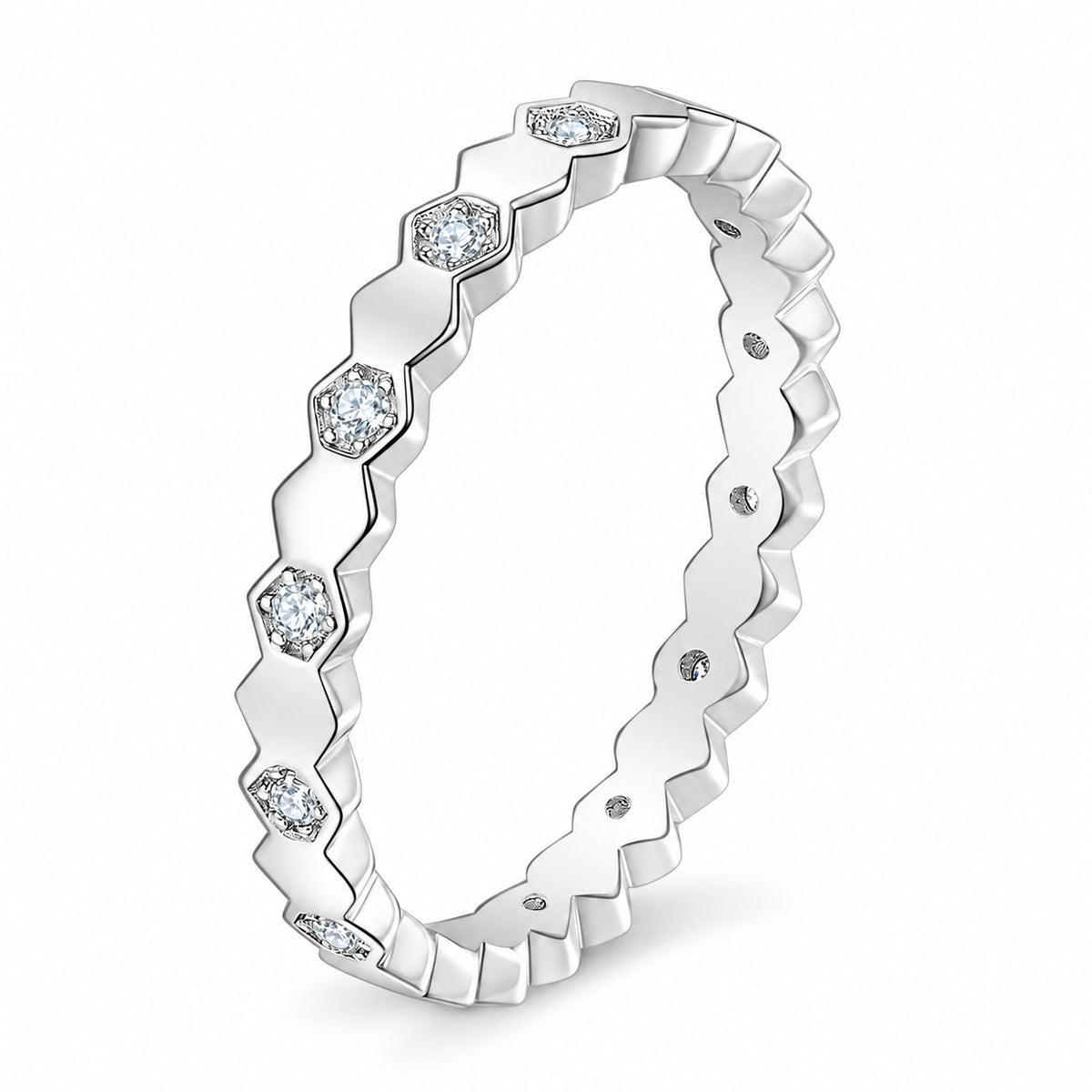 The Hexagon Moissanite Eternity Band, product photo