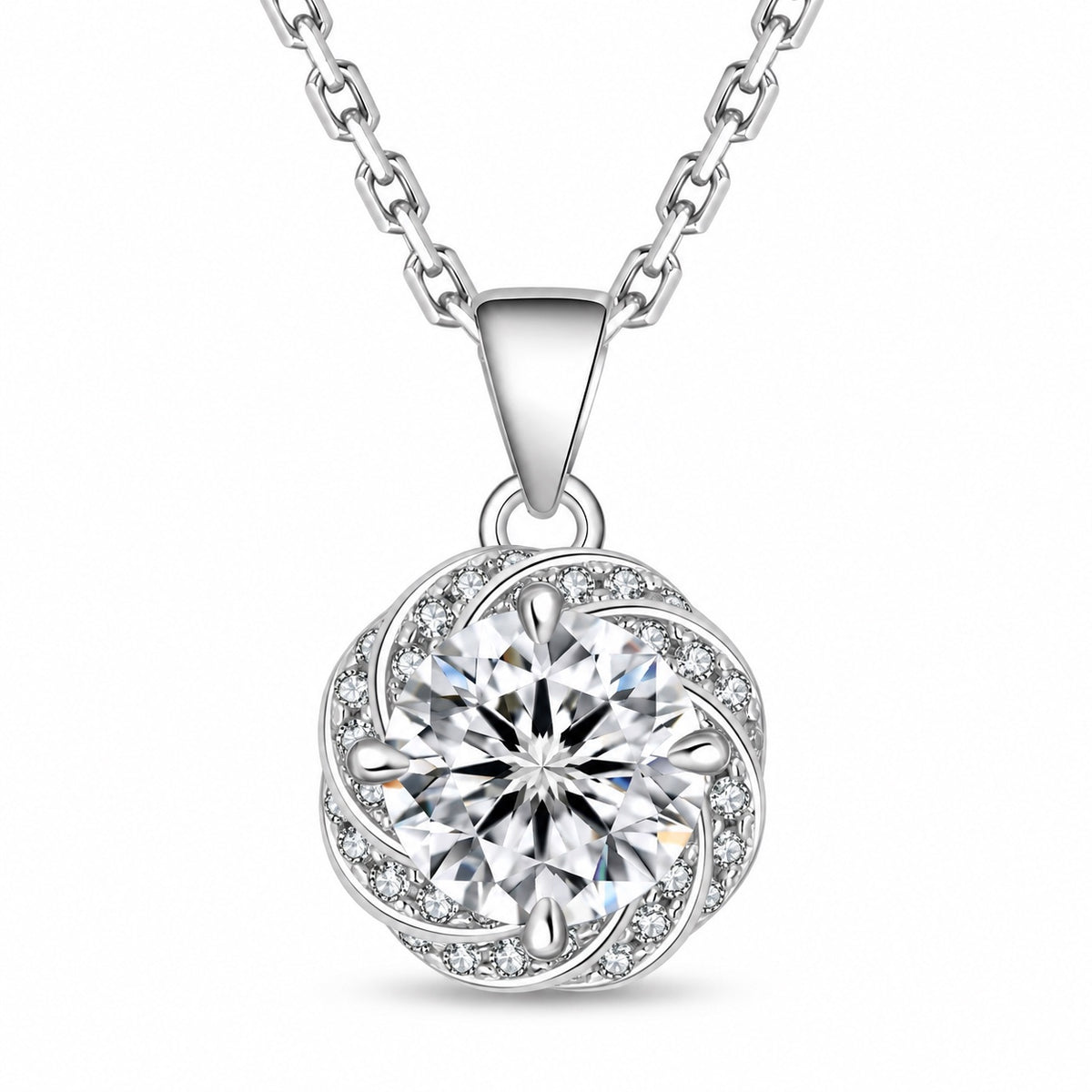 The Swirl Moissanite Necklace, product photo