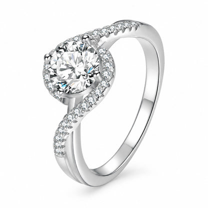 The Swirl Halo Moissanite Ring, product photo