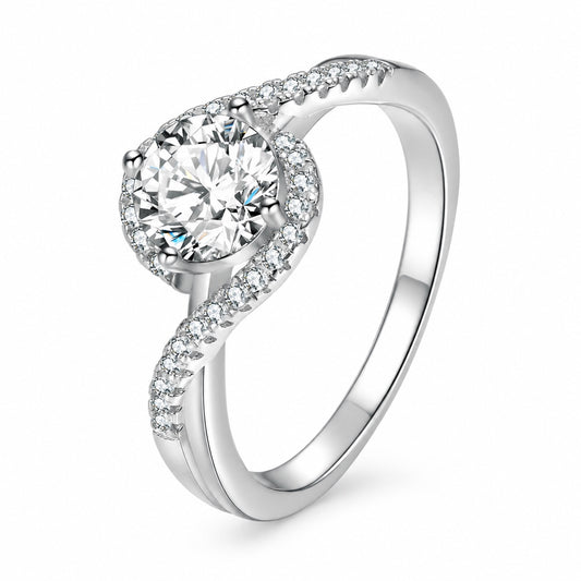 The Swirl Halo Moissanite Ring, product photo