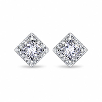 The Princess Halo Moissanite Studs, product photo