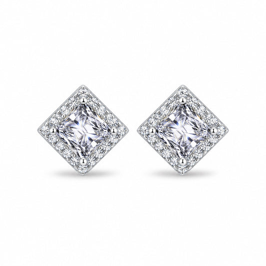 The Princess Halo Moissanite Studs, product photo