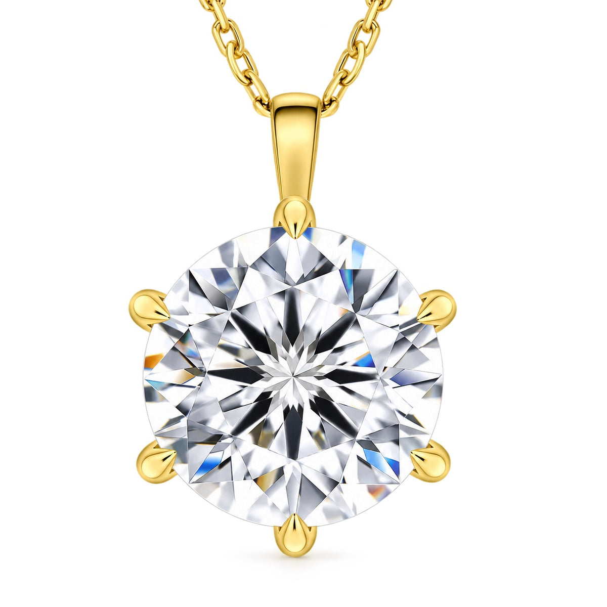 The Six-Prong Solitaire Necklace, 14K gold plated, product photo