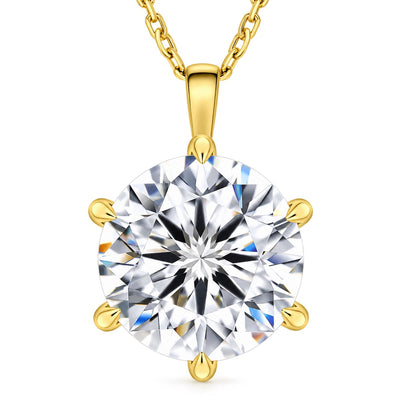 The Six-Prong Solitaire Necklace, 14K gold plated, product photo