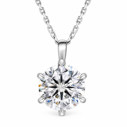 The Six-Prong Solitaire Necklace, white gold plated, product photo