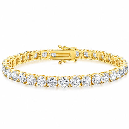 The 5 mm Moissanite Tennis Bracelet, 14K gold plated, product photo