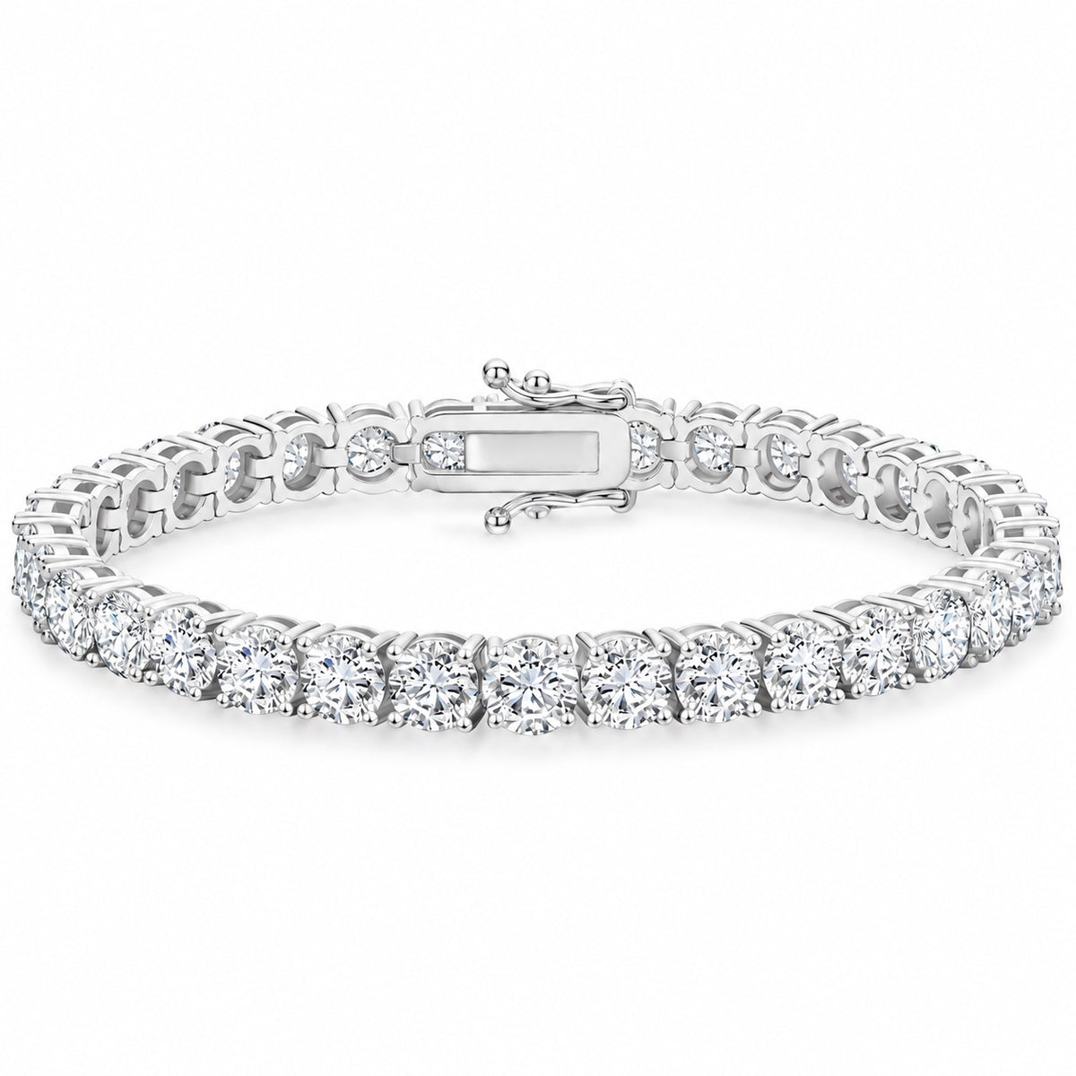 The 5 mm Moissanite Tennis Bracelet, white gold plated, product photo