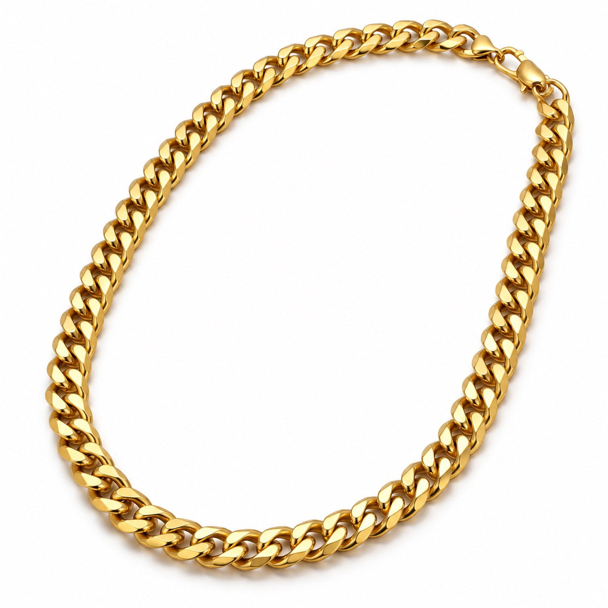 The Curb Chain, gold tone stainless steel curb chain necklace, product photo