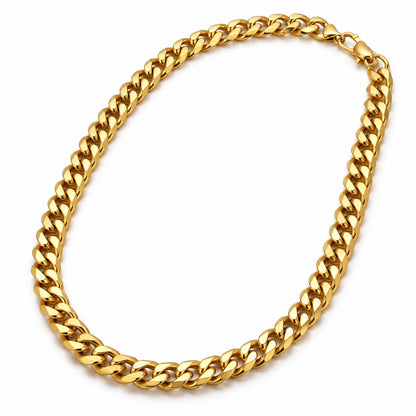 The Curb Chain, gold tone stainless steel curb chain necklace, product photo