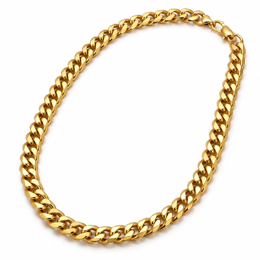 The Curb Chain, gold tone stainless steel curb chain necklace, product photo