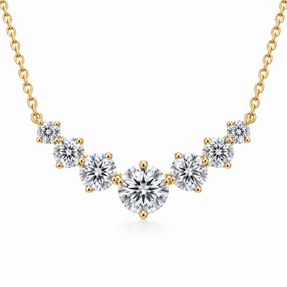 The Graduated Moissanite Necklace in 14K gold plated finish, product photo
