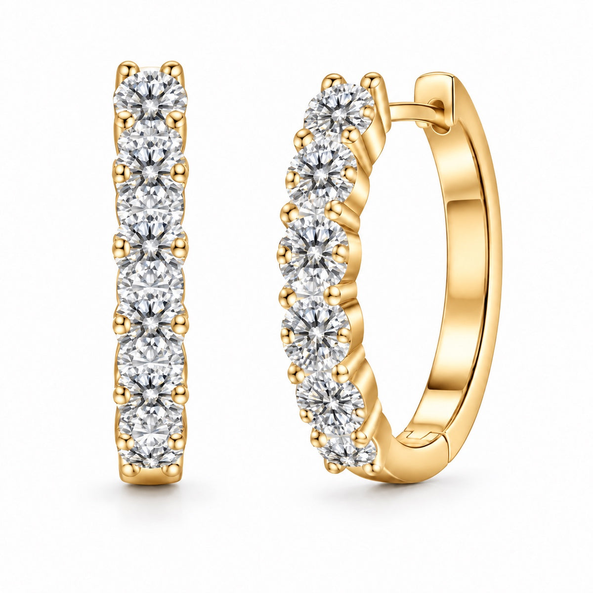 The Moissanite Hoops in 14K gold tone finish, product photo