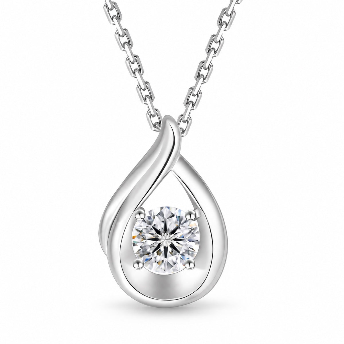 The Teardrop Moissanite Necklace, sterling silver pendant, product photo