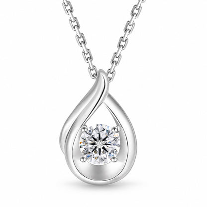 The Teardrop Moissanite Necklace, sterling silver pendant, product photo