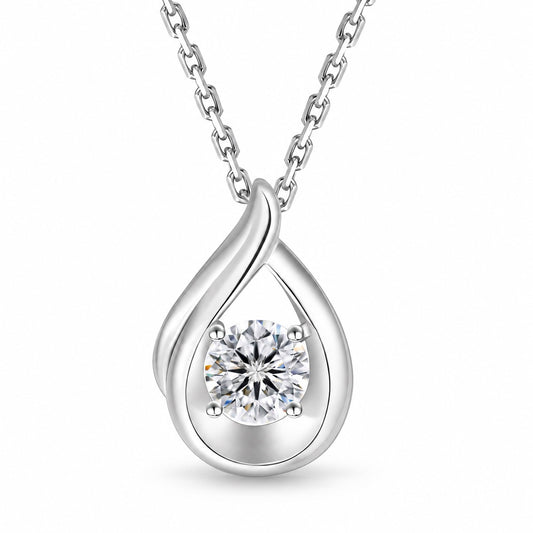 The Teardrop Moissanite Necklace, sterling silver pendant, product photo