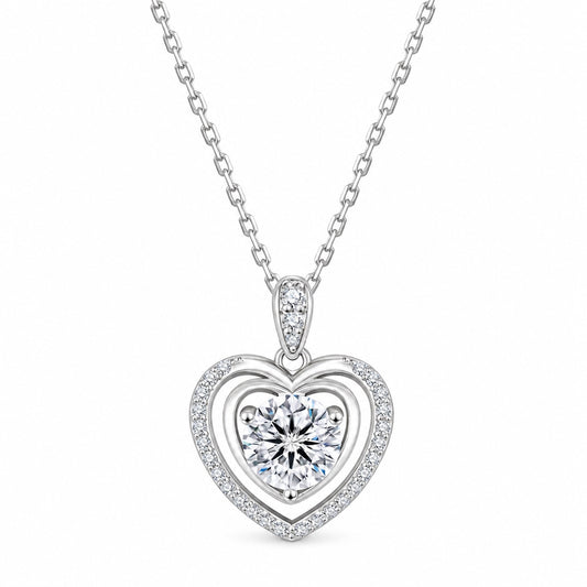 The Heart Moissanite Necklace, silver tone, product photo