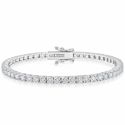 The Moissanite Tennis Bracelet in white gold plated finish, product photo