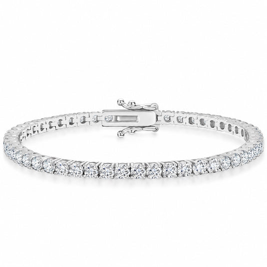 The Moissanite Tennis Bracelet in white gold plated finish, product photo