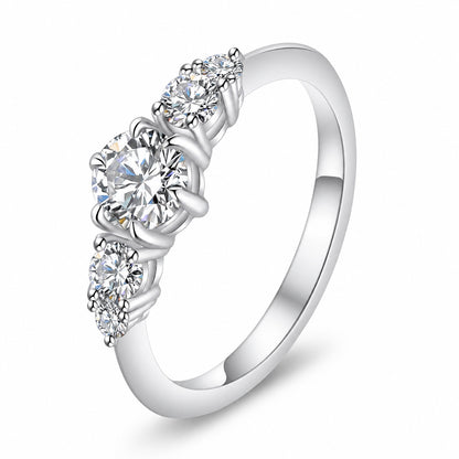 The Three-Stone Moissanite Ring in sterling silver, product photo