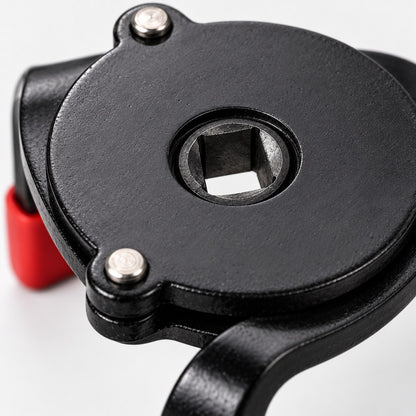 Close-up of the 3/8 inch square drive on the oil filter wrench