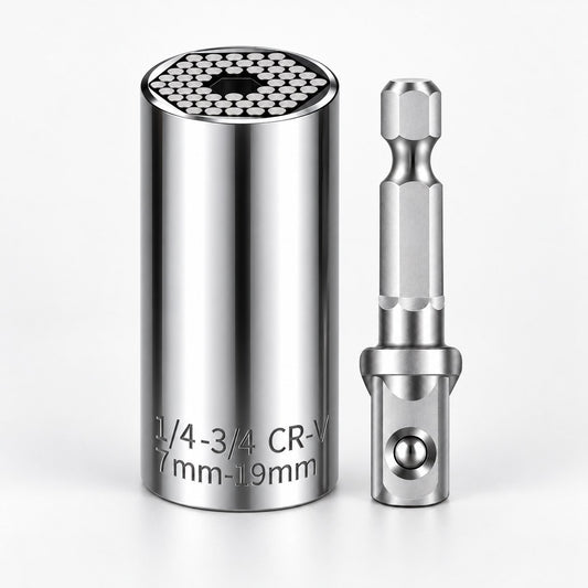 Universal socket with drill adapter, 7-19 mm